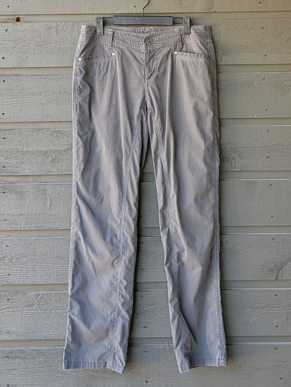 Kuhl Women Gray Straight Leg Hiking Pants Size 10 Regular Midrise Stretch Cotton